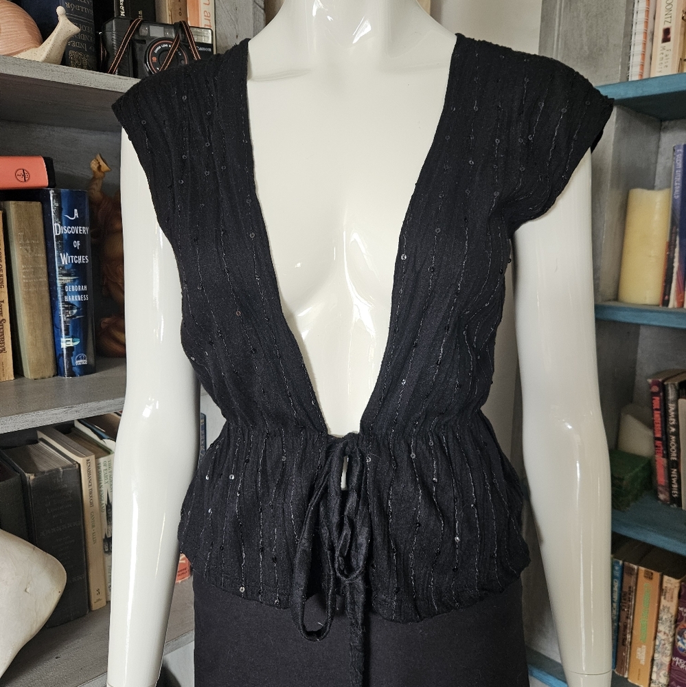 Vintage dELiA*s Black Sparkle Top Blouse Med